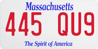 MA license plate 445QU9