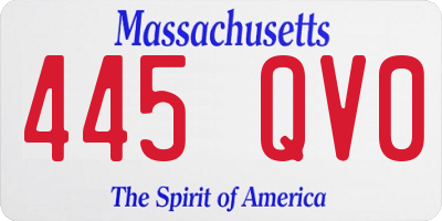 MA license plate 445QV0