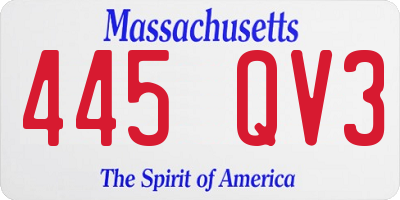 MA license plate 445QV3