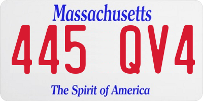 MA license plate 445QV4