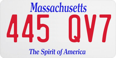MA license plate 445QV7