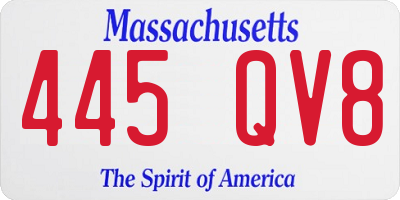 MA license plate 445QV8