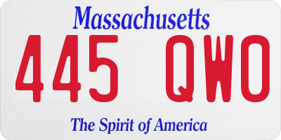 MA license plate 445QW0