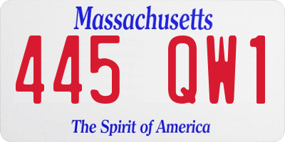 MA license plate 445QW1