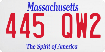 MA license plate 445QW2