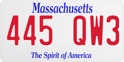 MA license plate 445QW3