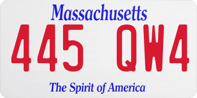 MA license plate 445QW4