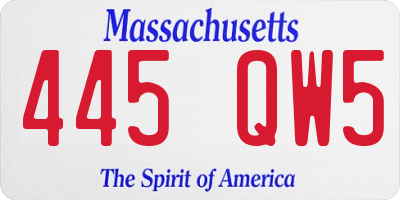 MA license plate 445QW5