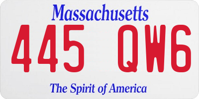 MA license plate 445QW6