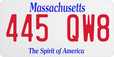 MA license plate 445QW8