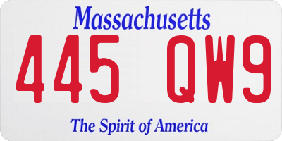 MA license plate 445QW9