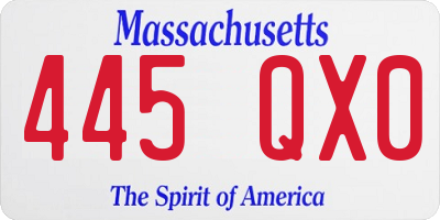 MA license plate 445QX0