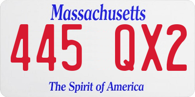 MA license plate 445QX2