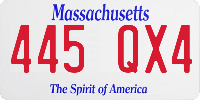 MA license plate 445QX4