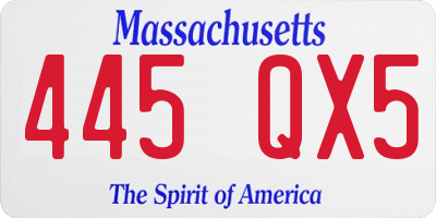 MA license plate 445QX5
