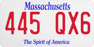 MA license plate 445QX6
