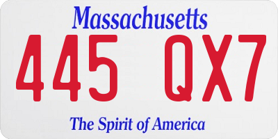 MA license plate 445QX7