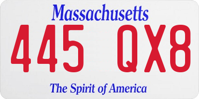 MA license plate 445QX8