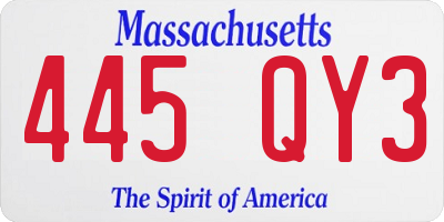 MA license plate 445QY3
