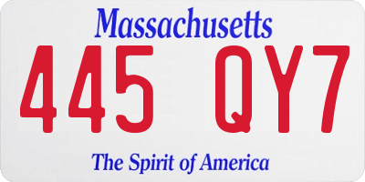 MA license plate 445QY7