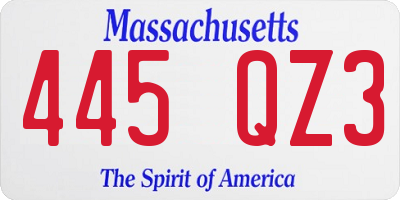 MA license plate 445QZ3
