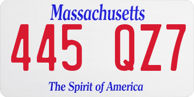 MA license plate 445QZ7