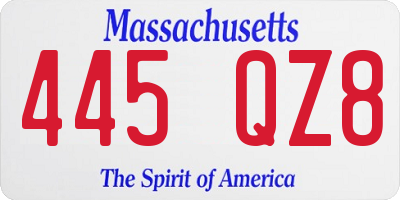 MA license plate 445QZ8
