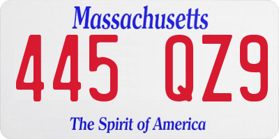 MA license plate 445QZ9