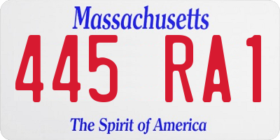 MA license plate 445RA1