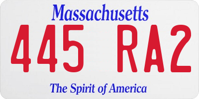 MA license plate 445RA2