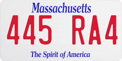 MA license plate 445RA4