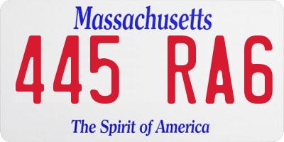 MA license plate 445RA6