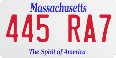 MA license plate 445RA7