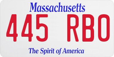 MA license plate 445RB0