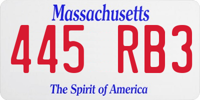 MA license plate 445RB3
