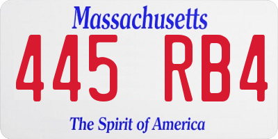 MA license plate 445RB4