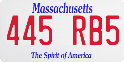MA license plate 445RB5