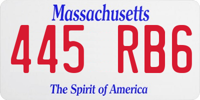 MA license plate 445RB6