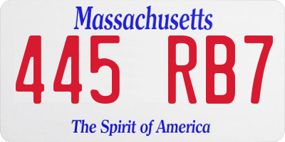 MA license plate 445RB7