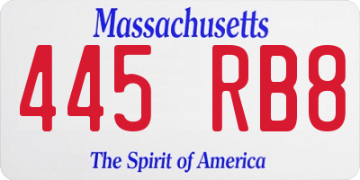 MA license plate 445RB8
