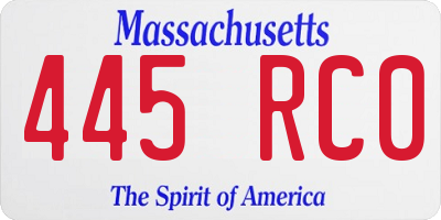 MA license plate 445RC0