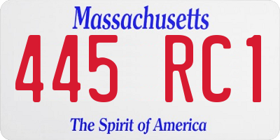 MA license plate 445RC1