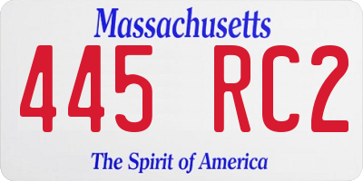 MA license plate 445RC2