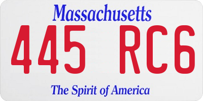 MA license plate 445RC6