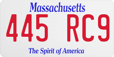 MA license plate 445RC9