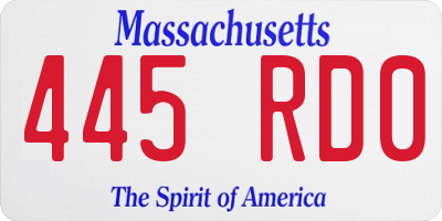 MA license plate 445RD0