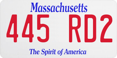 MA license plate 445RD2