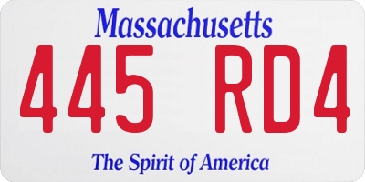 MA license plate 445RD4