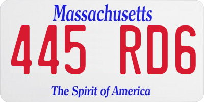 MA license plate 445RD6
