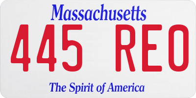 MA license plate 445RE0